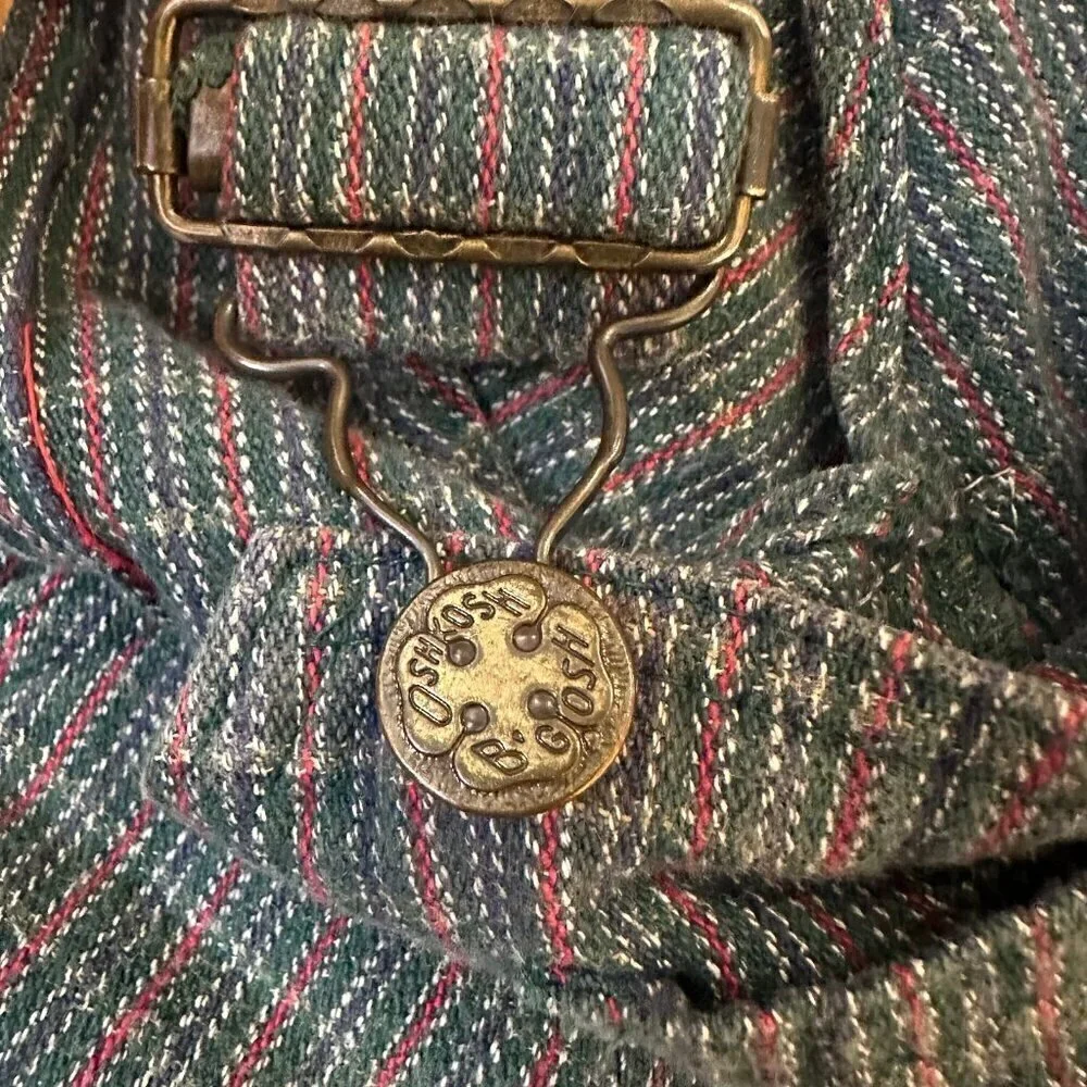 Vintage Oshkosh plaid overalls paper tag